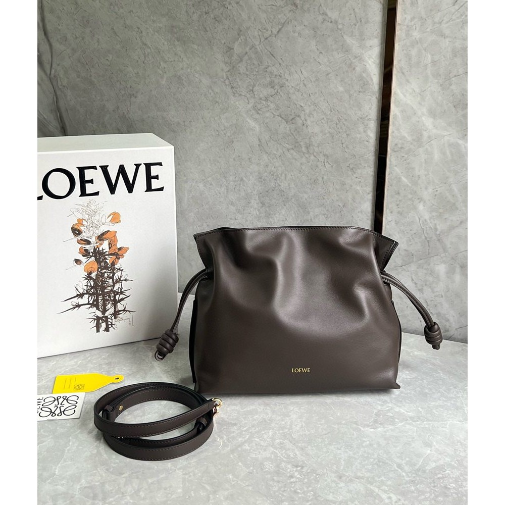 Loewe Flamenco Clutch Bag in Chocolate Nappa Calfskin IAMBS241703 Outlet Sales